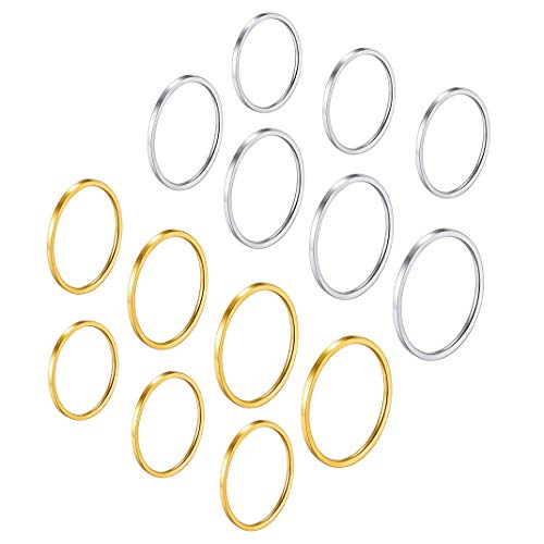 GoldChic Jewerlry Conjunto Anillos 14 piezas Plateado y Dorado, Acero inoxidable, Tallas 4-10 disponible