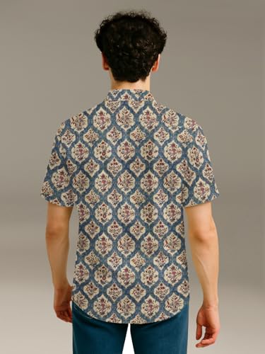 Image of BULLMER Trendy Regular Fit Cotton Blend Printed Casual Half Sleeve Shirt for Men | Stylish Mens Casual Shirts | Shirts for Men