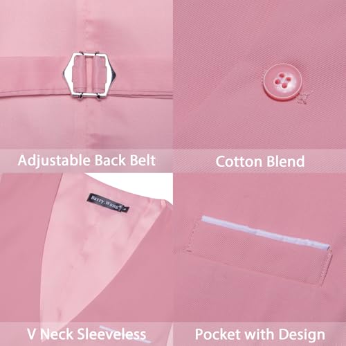 Barry.Wang Mens Formal Suit Vest Striped Casual V-neck Slim Fit Solid Color Waistcoat for Wedding Party Tuxedo3