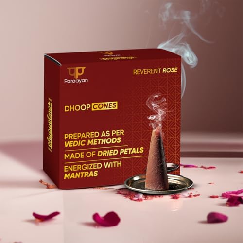 Image of Energized Dry Dhoop Cones | 40 Cones | Pack of 2 | Fragrance Rose Incence Cones | Bamboless Dhoop for Pooja Organic Dhoop Cones for Puja and Home
