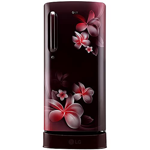 Image of LG 190L 5 Star Direct-Cool Smart Inverter Single Door Refrigerator (GL-D201ASPZ, Scarlet Plumeria, Base stand with drawer)