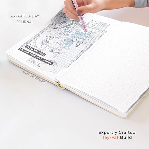 Image of NEORAH -A5 DOTTED | 368 Pages - 110 Gsm |PAGE A DAY JOURNAL (21x14.8 cm)-Hardcover Dot Grid Notebook |Back Pocket |3 Silk Book Mark - Completely HANDMADE for Journaling,writing- AFTERGLOW