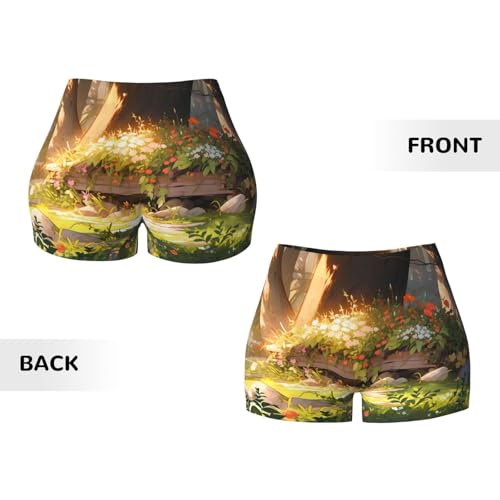 Plants and Trees Pattern Sports Shorts, high Elastic Slim Fitness Pants, Suitable for Yoga/Leisure/Daily wear3