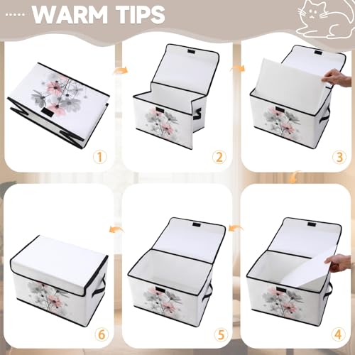 Image of Stackable Storage Bins with Lids,Closet Organizers Fabric Box for Home and Office,Blanket Clothes Organizers,Under Bed Storage Containers 3 Pack