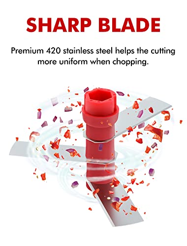 Manual Food Processor Vegetable Chopper, Geedel Pull Chopper With String, Food Chopper Vegetable Cutter For Veggies, Fruits, Salad, Onion, Ginger, Nuts, Herbs, Etc, 2 Cup(500Ml), Red #TOP1