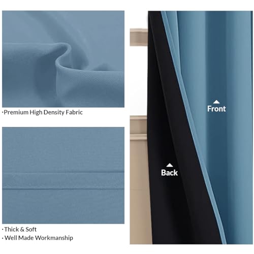 Image of HOMEMONDE Blackout Curtains Customize Size - Polyester 90% Light Blocking Curtains with Rod Pocket Style, Energy Efficient Panels Single Pcs - (Solid Sky Blue)