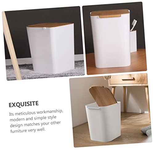 Papelera plástica rectangular con tapa para cocina y baño miniatura 5