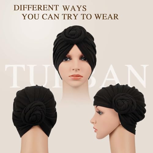 Image of SATINIOR 6 Pcs Turbans for Women | Pre Tied Head Wraps for Women Chemo, Soft Stretch African Turban, Cancer Hair Loss Coverage, Fashion Headwear