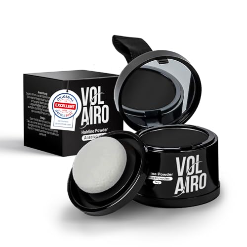Volairo polvo para raíces – negro – 4 g – cubre raíces visibles, canas y zonas despobladas – maquillaje resistente al agua – apto para hombres y mujeres