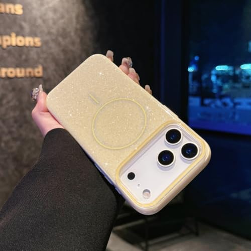 Coque rigide iPhone 15 jaune fine et antichoc paillettes