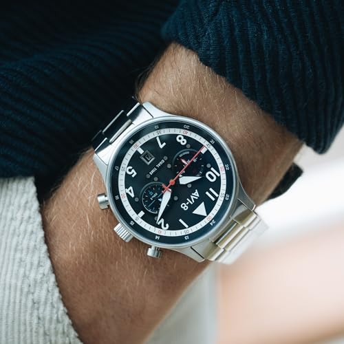 Image of AVI-8 Men's 43.5mm Hawker Hurricane Carey Dual Time Watch with Leather Strap AV-4088