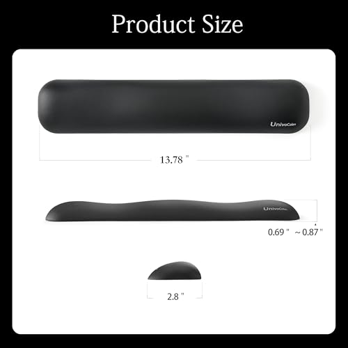 Image of UnivoColors Design-Medium Wave Keyboard Wrist Rest of Medium, Artificial Sheepskin+Memory Foam+Ergonomic+Anti-Slip Gel, Resilience Support During Work and Gaming,Keyboard Accessory,Navy