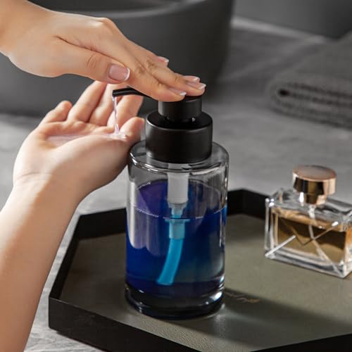 Image of Enra Black Soap Dispenser, Glass Liquid Soap Pump for Bathroom Kitchen