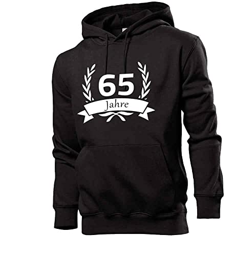 shirt84 Sudadera con capucha para hombre de 65 cumpleaños con corona de laurel, Negro , S