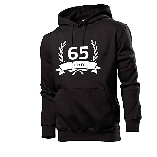 shirt84 Sudadera con capucha para hombre de 65 cumpleaños con corona de laurel, Negro , S