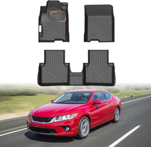 Mixsuper Accord Floor mats-Floor mat for Honda Accord Sedan 2013-2017 (Not for Coupe & Hybrid) All Weather TPE Rubber Floor Liners Protection for Accord Accessories 2 Row Anti-Slip Car Mats Black
