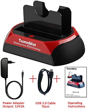 Hard Drive Docking Station, Tccmebius TCC-S867-UK USB 2.0 to 2.5 3.5 Inch SATA IDE Dual Slots External HDD Enclosure, for 2.5" 3.5" IDE SATA I/II/III HDD SSD