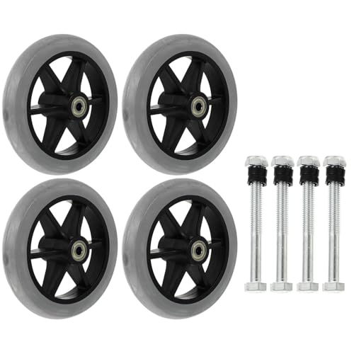 NOLITOY ショッピングカート 車輪 4個 ゴミ箱 滑車 カート用 車輪 直径17cm ガーデンカートホイール 車椅子 交換部品 カート 交換用ホイール グレー