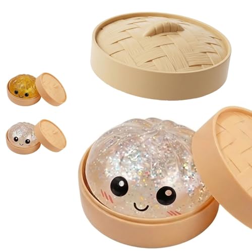 Aubzy Juguete Dumpling Apretable - Gran Dumpling Brillante Anti-Estrés, Juguete Fidget para Aliviar la Ansiedad de Adultos y Niños, Masa Blanda de Descompresión con Vaporera