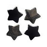 Rockcloud Pack of 4 Healing Crystals Star Shape Worry Stones Pocket Stone Hand Carved Ornamant Home Decoration, Black Obsidian