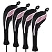 Andux 2 Pack Long Neck Golf Hybrid Club Head Covers Dial No. Tag CTMT-01 Black/Pink
