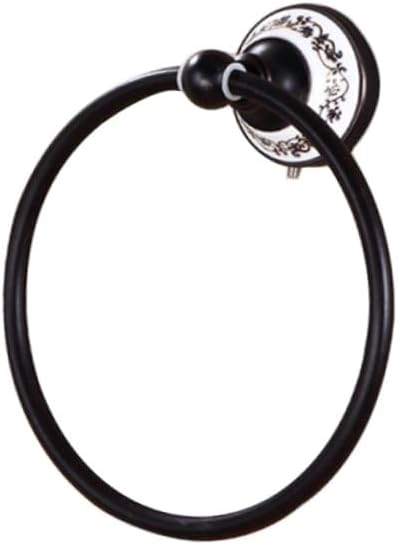 PartyKindom Black Ceramic Towel Ring Wall Mount Bath Towel Rack for Bathroom Accessories
