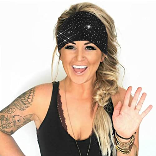 Cakure Crystal Wide Headbands Rhinestone Bling Head Bands Sparkle Head Scarf Turban Headband Elastic African Head Wraps Sport Hair Bands For Women And Girls Pack Of 3 #TOP2