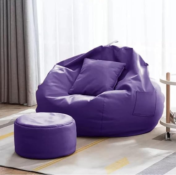 Image of karuto 4XL Bean Bag Cover with Footrest & Cushion (Without Beans) (Purple, XXXXL)