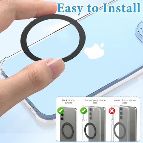 Image of 12Pcs Magnetic Ring for Wireless Charging | Universal Metal Adapter Ring for MagSafe | Ultra-Thin Magnetic Ring for Phone /Cases | Android & iPhone Support