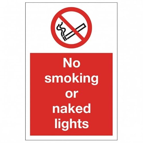 No Smoking Or Naked Lights Safety Sign Prohibition Metal Tin Sign 12x8 inch for Industrial & Commercial