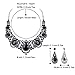 BriLove Costume Fashion Jewelry Set for Women Crystal Teardrop Hollow Scroll Statement Necklace Dangle Earrings Black Silver-Tone
