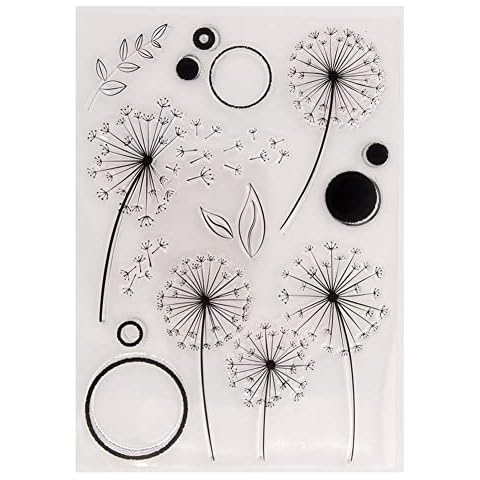 Hpory Christmas Clear Stamps, Silicone Stamps with Butterflies Sunflowers Leaves Dandelion Letters Bees Pattern, Transparent Stamps for Crafting Christmas Card Making DIY Scrapbooking Photo Albums Cover