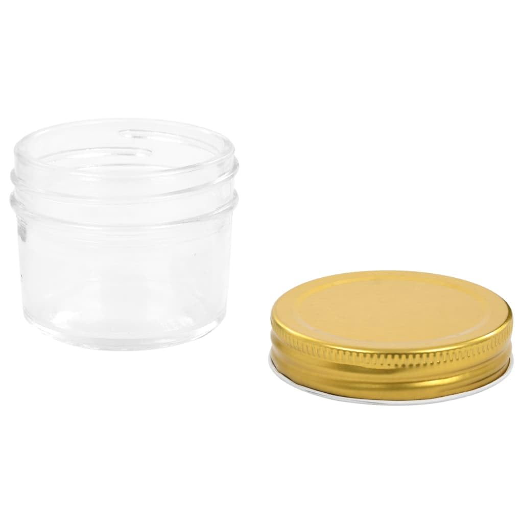 96 Stück 110 ml Marmeladengläser aus transparentem Glas mit goldenem Deckel, Einmachgläser für Marmelade, Chutney, Essiggurken, Saucen und Konfitüren, mit weitem Mund