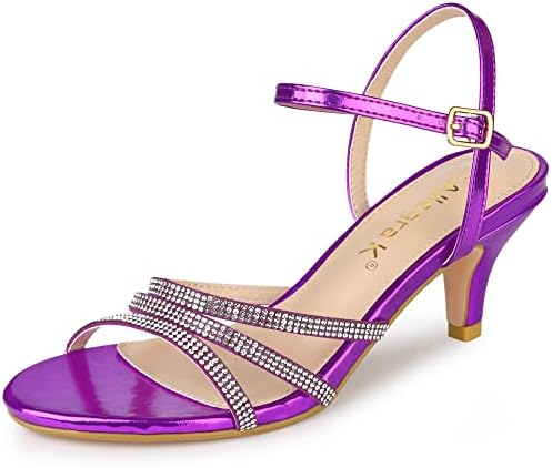 Allegra K Women's Ankle Strap Rhinestone Kitten Heel Sandals: Amazon.co.uk:  Fashion
