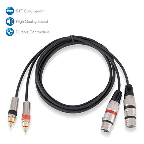 Rca To Xlr Audio Cord - Dual Rca Male To Xlr Female Connector 5 Ft Heavy Duty Portable Professional Speaker Cable Wire Adapter - Delivers Nice Sound - Pyle Pprcx05 #TOP3
