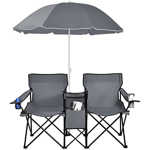 Goplus Double Chair with Table & Cooler