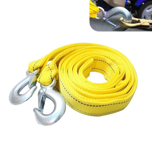 Icyfond ATV Tow Strap with Hooks, Heavy Duty Nylon Towing Straps, 2" x 13ft 10,000 lbs Capacity Tow Rope, Emergency Towing Straps for Vehicles, Cars, Trucks, ATV, for Roadside Recovery(Yellow)