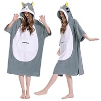 OLAOLA Surf Poncho Changing Towel, Swim Robe Poncho with Pocket Plus Size Quick Dry Terry Cloth Cover-Up Hood for Women Men