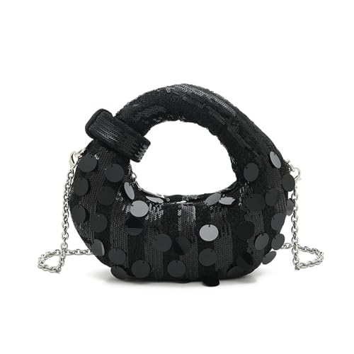 Sequin Purse Sparkly Sequin Purse Y2K Round Hobo Bag Striped Underarm Crossbody Shoulder Bag Zipper Trendy Gift
