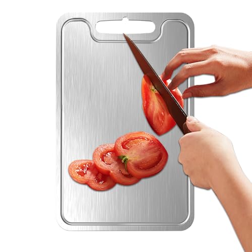 Tablas De Cortar De Titanio Para Cocina - Tabla De Cocina De Metal Segura Para Cortar | Accesorios De De Doble Cara Para Preparación De Comidas Carnes Hogar Acampada Barbacoa Chef