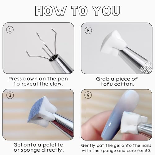 100 szt. gąbek do paznokci do metalu Grabber, pędzel do paznokci ombre, wzór ombre, narzędzia do zdobienia paznokci, gąbka do tworzenia różnych gradientowych wzorów do paznokci