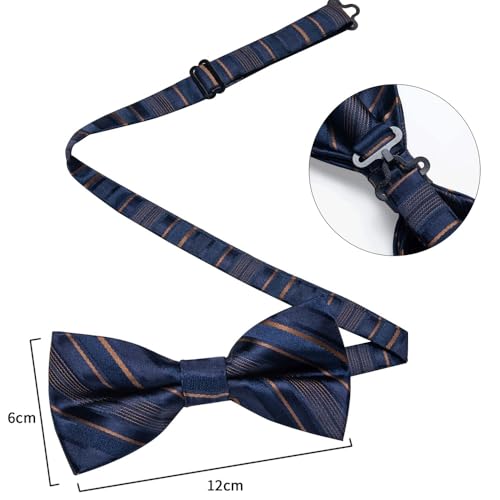 Corbata de moño formal de seda preanudada azul miniatura 5