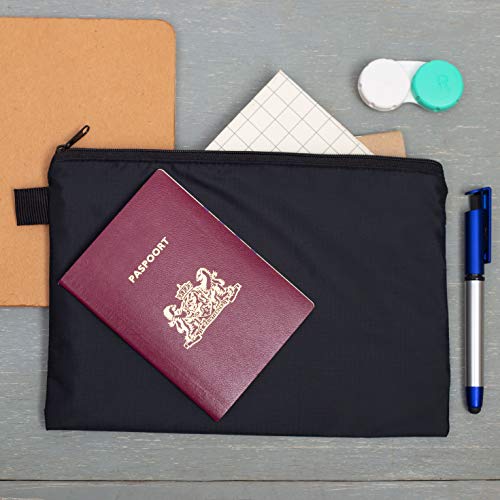 Zipper Bag - Set Of 3 - Carry All Pouch To Organize Travel Toiletries Pens Cosmetics (9.5 x 6.5, Black)2