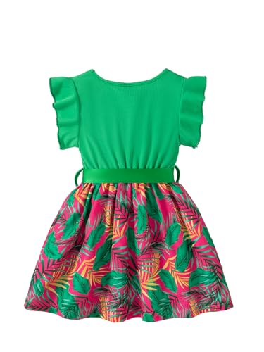 Little Girls Casual Dress Summer Spring Ruffle Short Sleeve Floral Dress Clothes 2-7 Years2