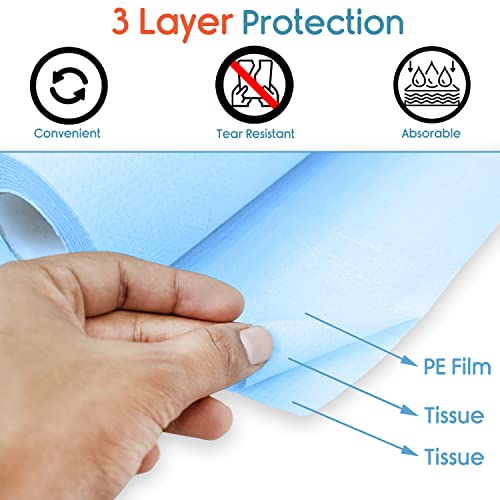 Image of KosmoCare Hygiene Protective Sheet (30 x 50cms) - 40 sheets per roll | Perforated disposable sheets for Elder People | Baby Feeding Sheet | Matress Protector | Oil Absorbing Sheets Color: Blue
