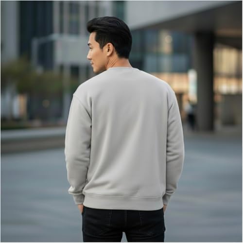 Image of Men's Crew Neck Sweatshirt, Long Sleeve, Casual Pullover, Multiple Colors Available