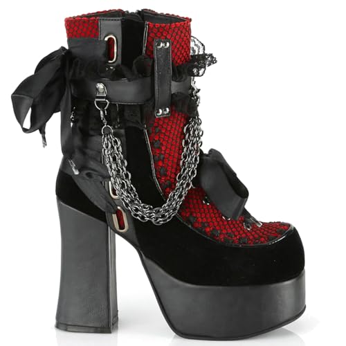 KysBloes Women Goth Platform Boots Chunky High Heel Ankle Boots Lace Up Block Heel Booties Punks Shoes with Chain2