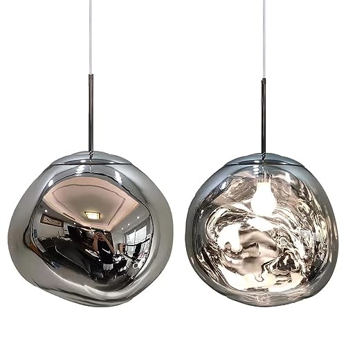 Lampe suspendue Lava pour remplacer un lustre classique par un luminaire en verre argent