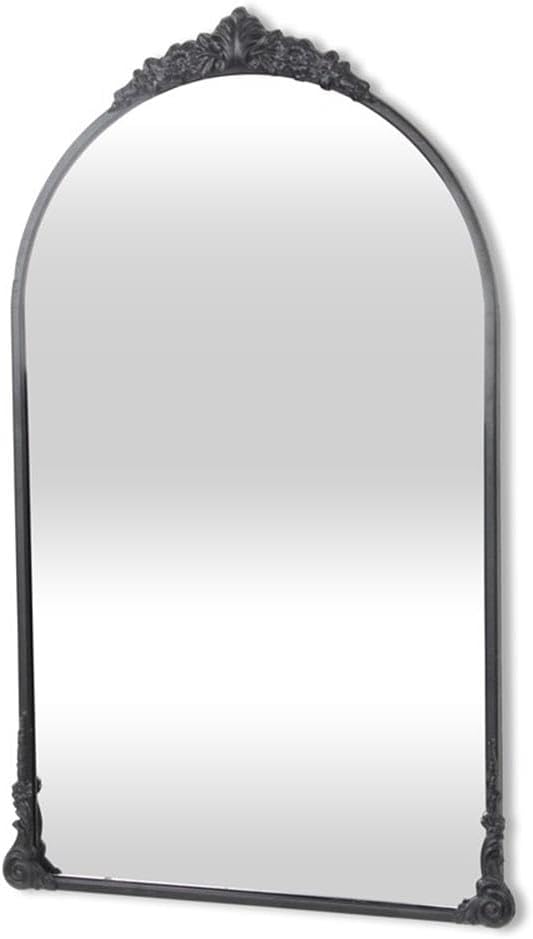 Pemberly Row Victorian Wall Accent Mirror, 19.25 in Frame, Metal Construction, Black Painted Finish, Handcrafted Decorative Mirror for Entryway, Bathroom, Living Room or Bedroom Wall Decor