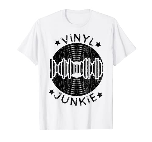 Vinyl Junkie Funny Vintage Record Lover Graphic T-Shirt